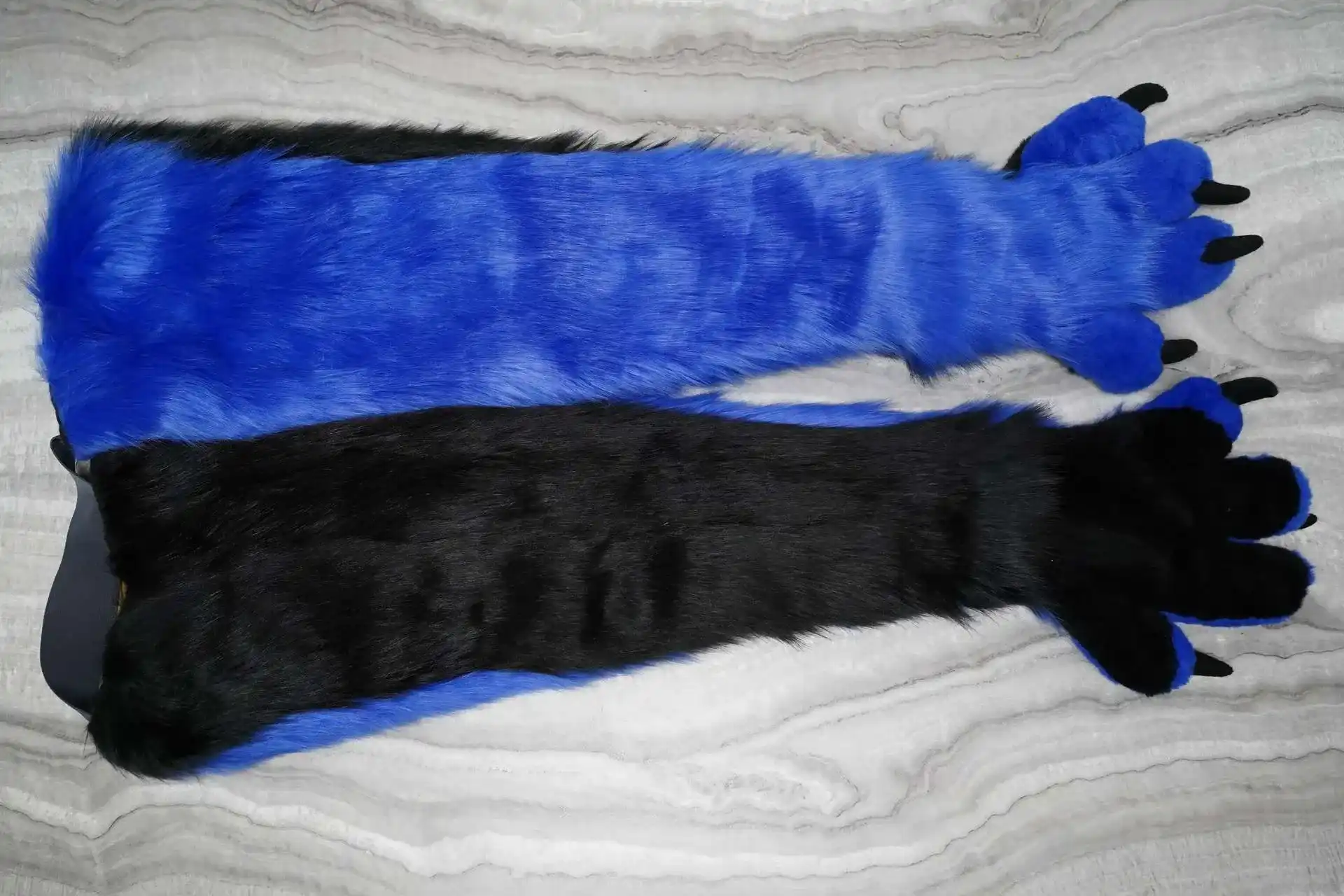 Handmade custom fursuit arm sleeves, fully lined, by Arget & Lazuli