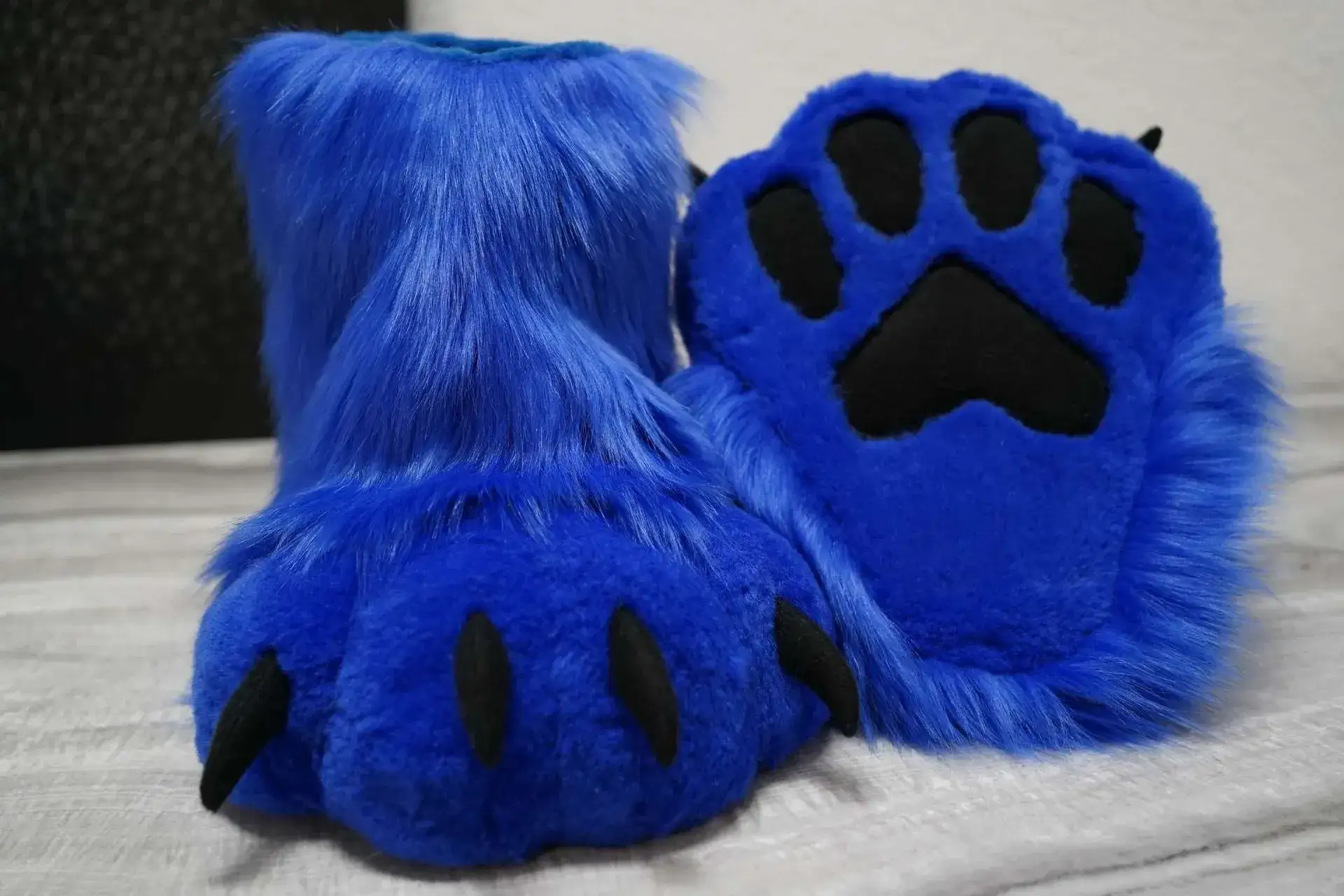 Handmade custom indoor fursuit feet paws, fully lined, by Arget & Lazuli
