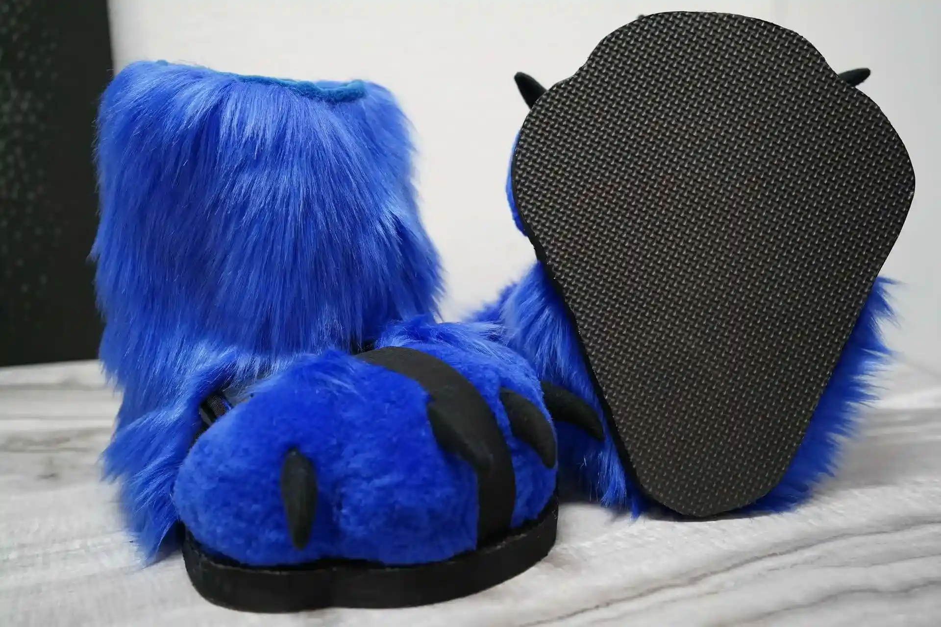 Handmade custom fursuit feet paws with outdoor sole sandals, by Arget & Lazuli